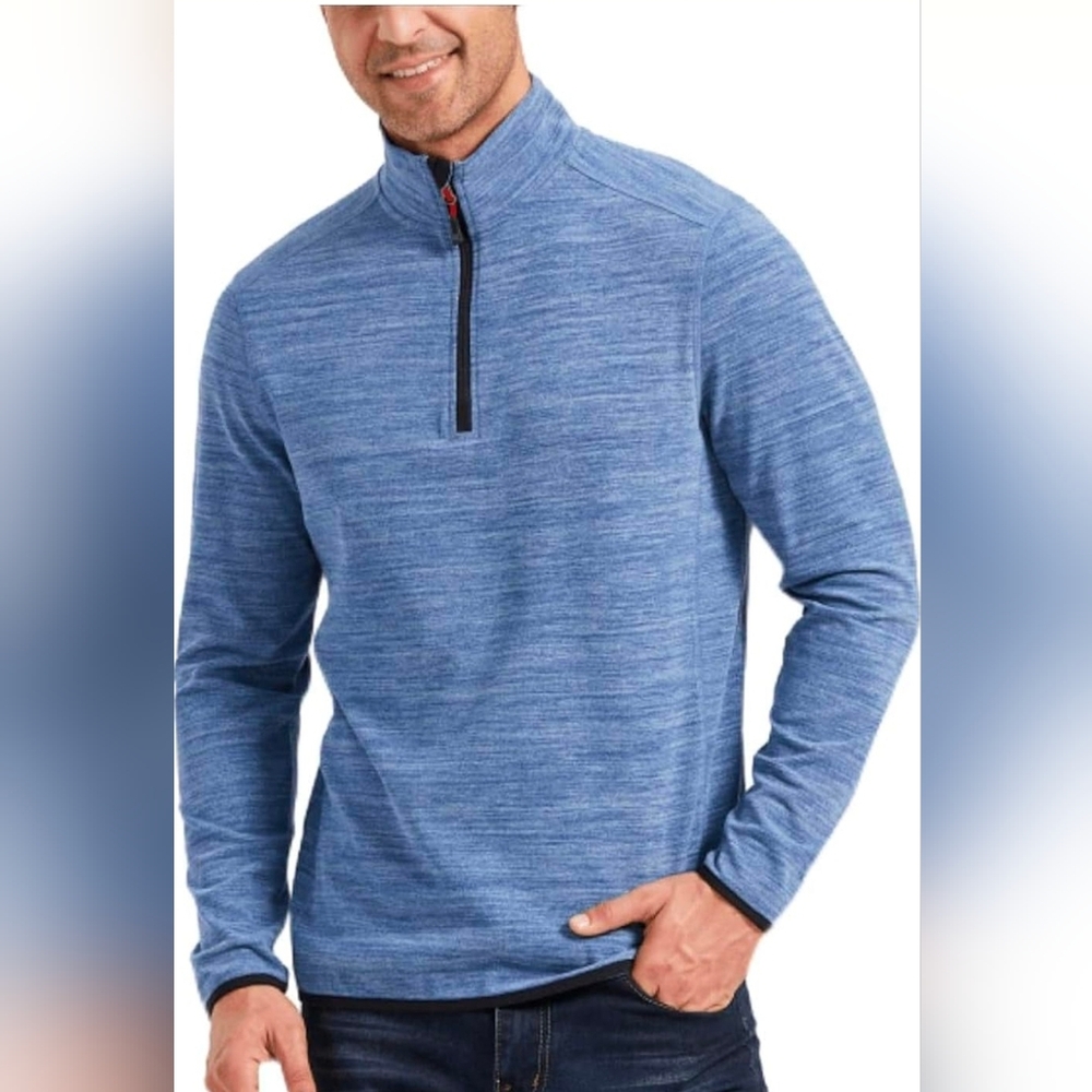 Avalanche Quarter Zip Top Stand Up Pullover Blue Large